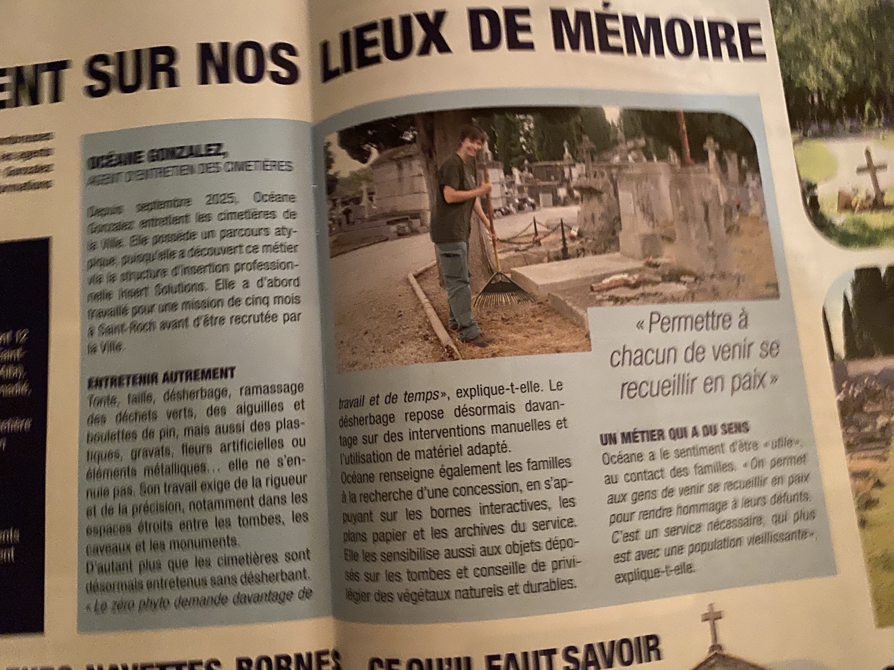 Photo du magazine papier ouvert sur l'article consacré à Océane Gonzalez